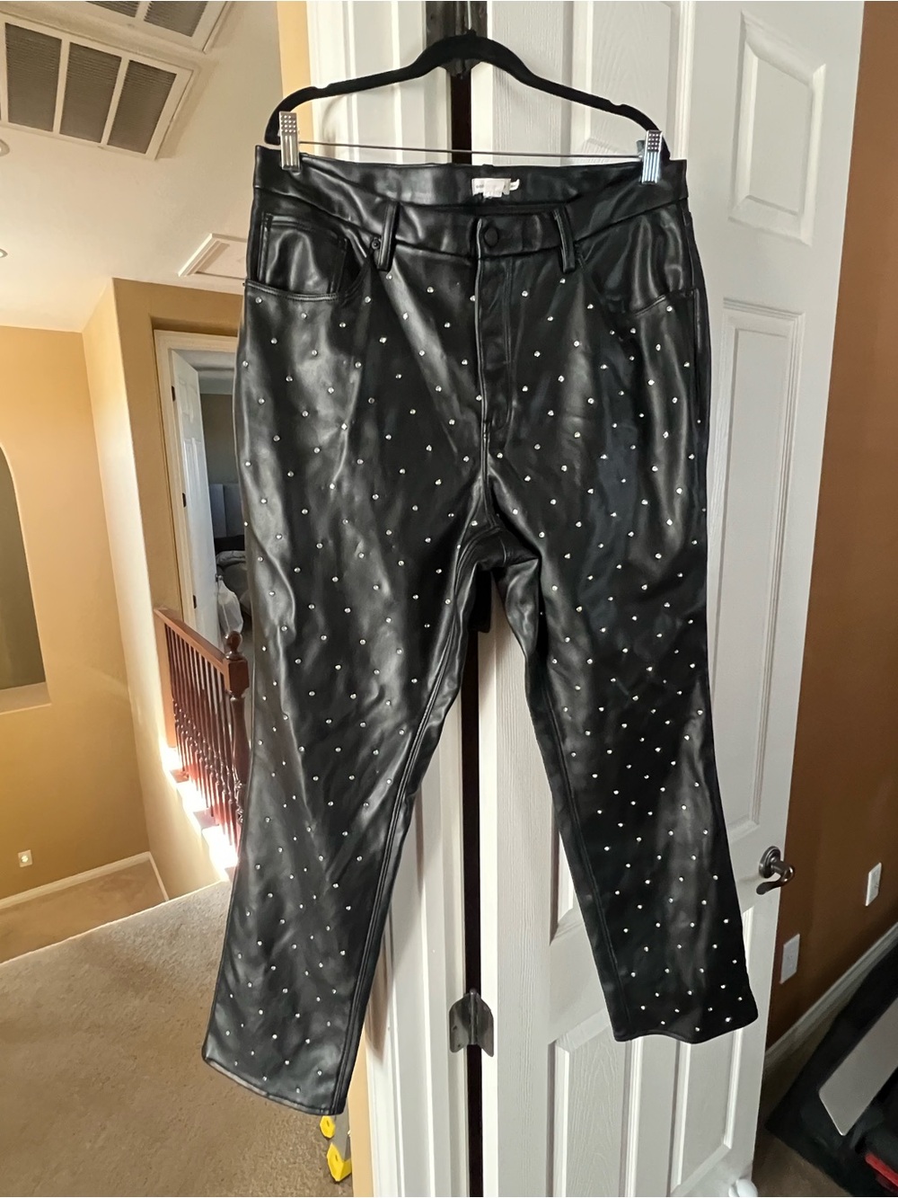 Good American Black Faux Leather Studded Women’s Pants